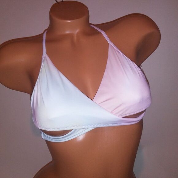 Victoria Secret PINK Swim Bikini Top XS Pastel Tie Dye Fade Wrap Halter String - Picture 4 of 16